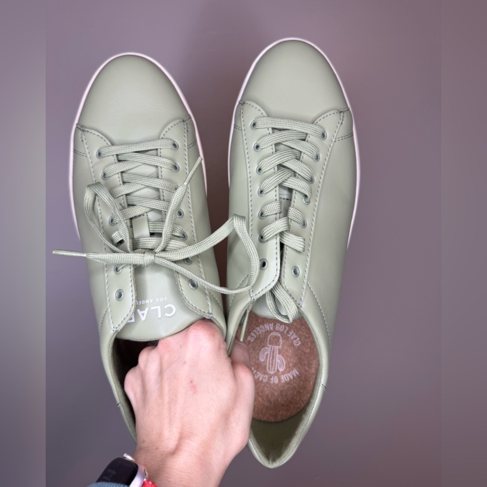 CLAE Leather Sneakers Men’s 11.5 Green‎ Minimal Lace Up Shoes